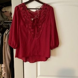 Modcloth Red Lace Blouse